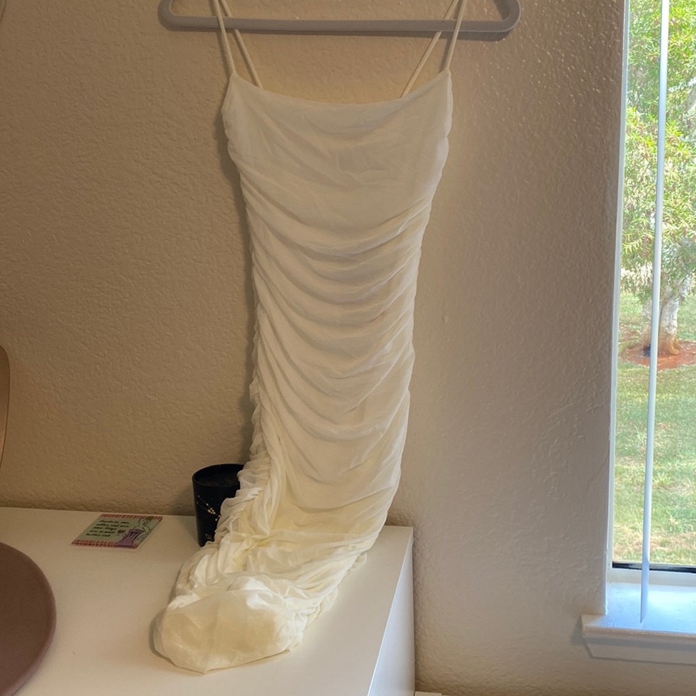 Oh Polly white scrunch dress